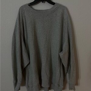 Aerie Gray Oversized Crewneck Sweatshirt Cozy Lounge Pullover Size L